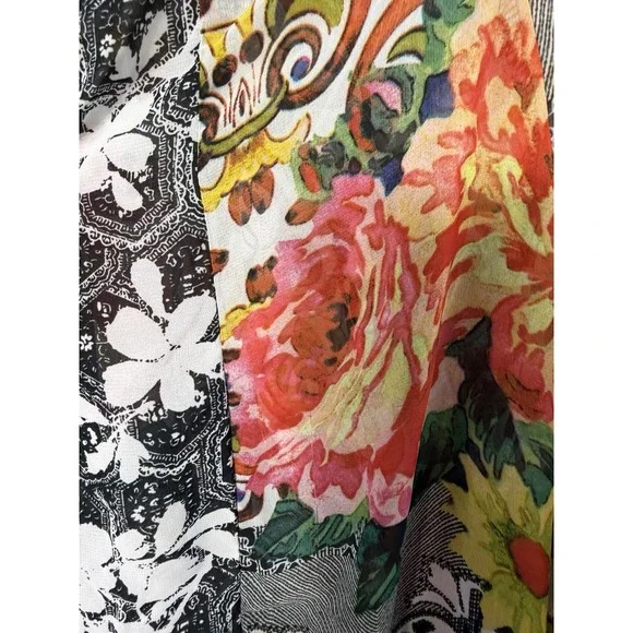 Fig And Flower 3/4 Sleeve Sheer Multiprint Blouse Size L - Picture 4 of 5